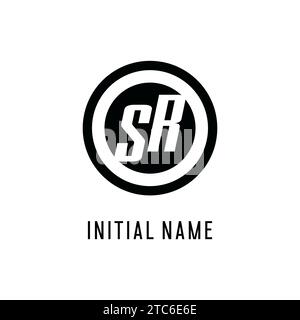 Initial SR logo concentric circle line, clean and simple monogram logo style vector graphic Stock Vector