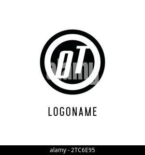 Initial OT logo concentric circle line, clean and simple monogram logo style vector graphic Stock Vector