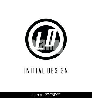 Initial LD logo concentric circle line, clean and simple monogram logo style vector graphic Stock Vector