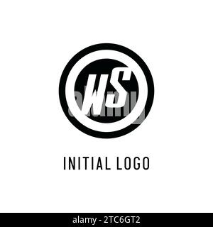 Initial WS logo concentric circle line, clean and simple monogram logo style vector graphic Stock Vector