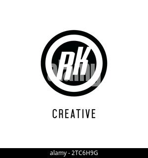 Initial RK logo concentric circle line, clean and simple monogram logo style vector graphic Stock Vector