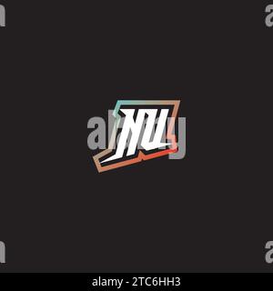 NU letter combination cool logo esport initial and cool color gradattion ideas Stock Vector