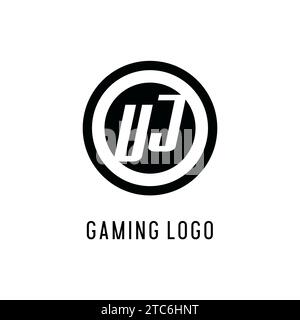 Initial UJ logo concentric circle line, clean and simple monogram logo style vector graphic Stock Vector