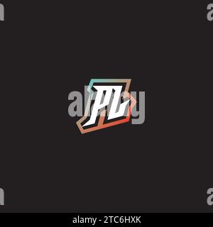 PL letter combination cool logo esport initial and cool color gradattion ideas Stock Vector