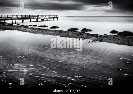 Santa Pola salt flats pier Stock Photo