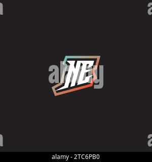 NE letter combination cool logo esport initial and cool color gradattion ideas Stock Vector