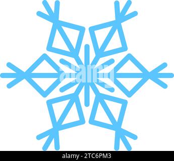 Thick line freeze snowflake, element of winter festival decoration. Winter snow, Christmas miracle blue symbol. Simple shape freehand vector icon isol Stock Vector