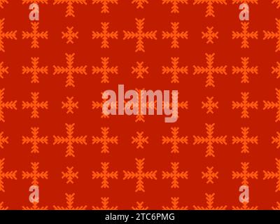Winter seamless pattern with snowflakes on red background. Christmas background with geometric snowflakes of different shapes. Design for wallpaper, b Stock Vector