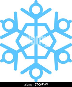 Thick line freeze snowflake, element of winter festival decoration. Winter snow, Christmas miracle blue symbol. Simple shape freehand vector icon isol Stock Vector