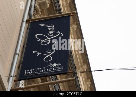 lyon , France - 11 07 2023 : institut paul bocuse and Le royal catering and culinary arts logo brand and text sign Entrance of the Paul Bocuse Insitit Stock Photo