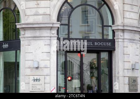 lyon , France - 11 04 2023 : Institut Paul Bocuse Institute logo text and brand logo on main entrance in Lyon management and training school Stock Photo