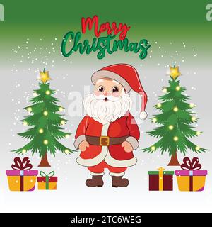 Santa Claus cute character illustration For Christmas Celebration and Greetings Stock Vector