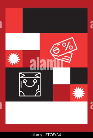 Empty Black Friday A4 red black poster template with free cells for text, inscriptions and headings for final sale. Template for Black Friday sale ann Stock Vector