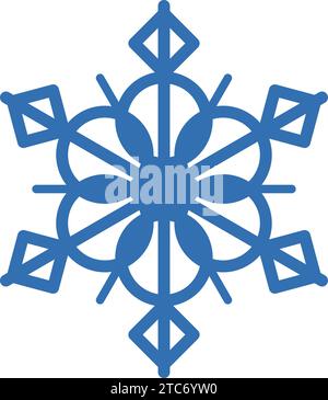 Thick line freeze snowflake, element of winter festival decoration. Winter snow, Christmas miracle blue symbol. Simple shape freehand vector icon isol Stock Vector