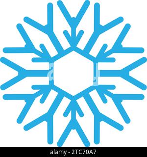 Thick line freeze snowflake, element of winter festival decoration. Winter snow, Christmas miracle blue symbol. Simple shape freehand vector icon isol Stock Vector