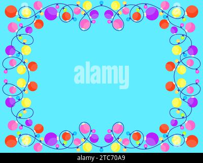Christmas light frame. Festive frame with Christmas glowing garland and place for text. LED Christmas tree lights. Festive design for posters, banners Stock Vector