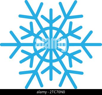 Thick line freeze snowflake, element of winter festival decoration ...