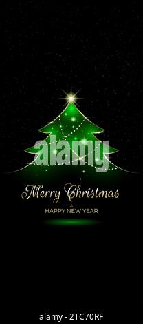 Merry christmas and happy new year wallpaper, greeting card. Christmas tree, lights, golden decoration. Design for wallpaper, invitation greeting card Stock Vector
