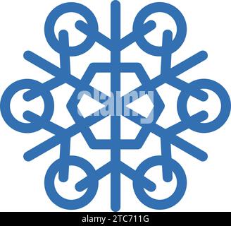 Thick line freeze snowflake, element of winter festival decoration. Winter snow, Christmas miracle blue symbol. Simple shape freehand vector icon isol Stock Vector