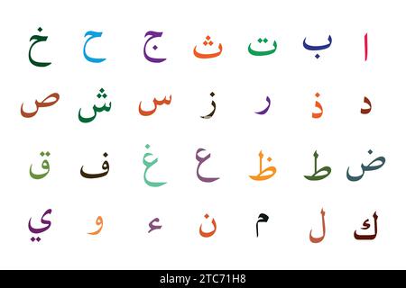 Arabic alphabet set vector on white background. Stock Vector