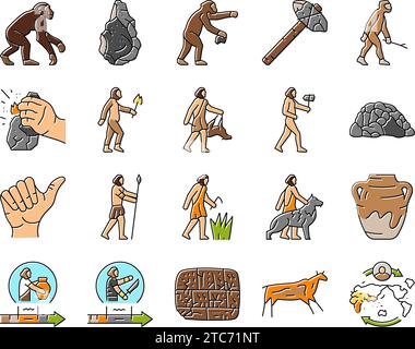 human evolution man caveman icons set vector Stock Vector Image & Art ...