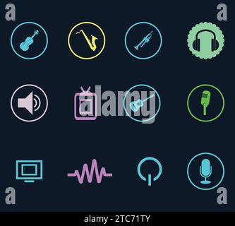 Vector music audiences constellation and production icons on an isolated background. Stock Vector