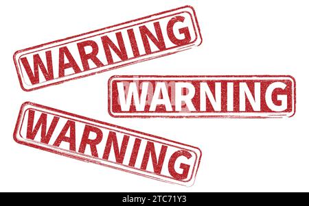 WARNING red grunge square stamp vector illustration. Stock Vector