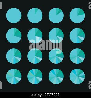 Vector pie chart, color wheel prorated into sections. Stock Vector