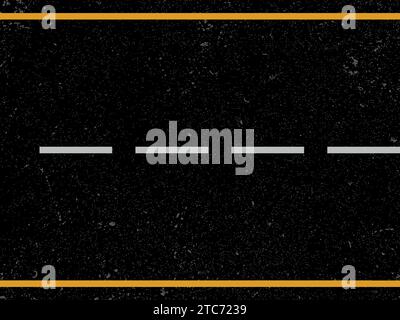 Asphalt road texture with road marking, paved road with dividing strips vector illustration. Stock Vector