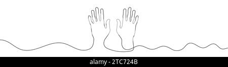 Continuous line drawing of hands. One line drawing background. Vector illustration. Hands continuous line icon Stock Vector