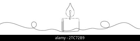 Continuous line drawing of candle. One line drawing background. Vector illustration. Single line candle icon. Stock Vector