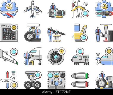 aircraft mechanic icons set vector Stock Vector Image & Art - Alamy