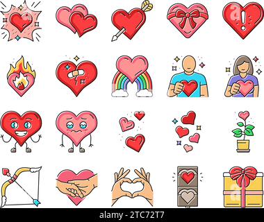 heart love romantic icons set vector Stock Vector