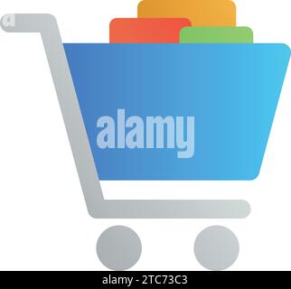 Shopping cart Icon in vector flat gradient style color, illustration, art for design, ui, web, interface Stock Vector