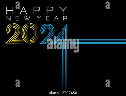 Creative happy new year 2024 colorful design. Premium vector background, for posters, calendars, greetings and New Year 2024 celebrations. Stock Vector
