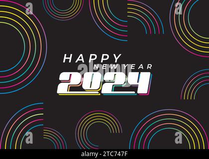 Creative happy new year 2024 colorful design. Premium vector background, for posters, calendars, greetings and New Year 2024 celebrations. Stock Vector