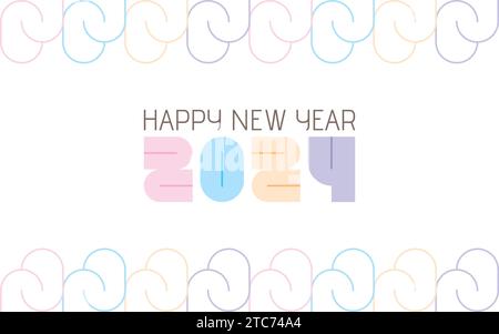 Creative happy new year 2024 pastel color design. Premium vector background, for posters, calendars, greetings and New Year 2024 celebrations. Stock Vector