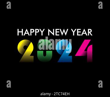 Creative happy new year 2024 colorful design. Premium vector background, for posters, calendars, greetings and New Year 2024 celebrations. Stock Vector