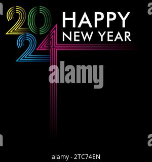 Creative happy new year 2024 colorful design. Premium vector background, for posters, calendars, greetings and New Year 2024 celebrations. Stock Vector