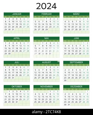GERMAN calendar for 2024. Printable, editable vector