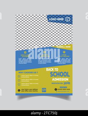 Unique Trendy Admission Flyer Template or School Admission Leaflet Poster A4 Stock Vector