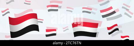 Yemen flag-themed abstract design on a banner. Abstract background design with National flags. Vector illustration. Stock Vector