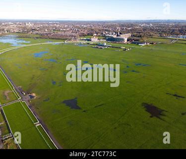 River Ouse bursts it's banks causing floods at York Racecourse after Storm Erin batters the area, York, United Kingdom, 11th December 2023  (Photo by Ryan Crockett/News Images) Stock Photo