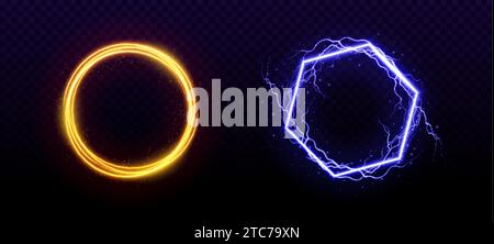 Set of round lightning frames png isolated on transparent background ...