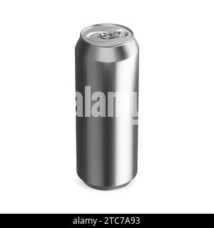 Silver aluminum tin is a realistic mockup of a cold beer can, vector illustration , for your packaging designs. The metallic container is perfect for Stock Vector