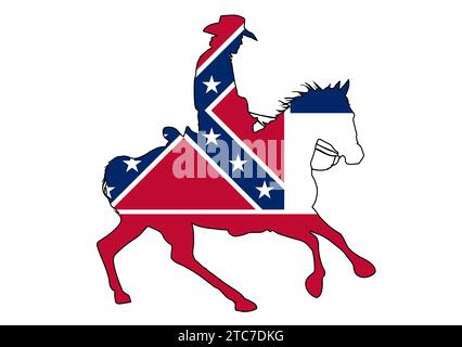 A silhouette of a USA cowboy on a horse with inset Mississippi State Flag flag Stock Photo