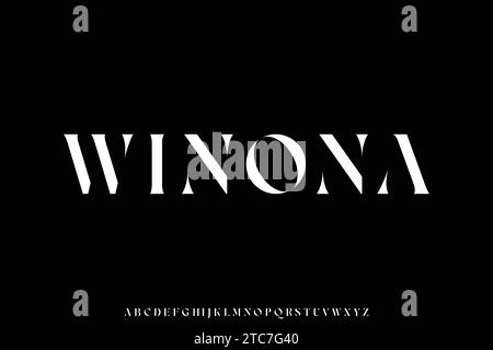 Abstract elegant stencil type alphabet display font vector. Unique serif typography Stock Vector