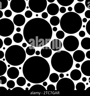 Black and white spotted animal print of Dalmatian or cow. Vector seamless pattern with animal print Stock Vector