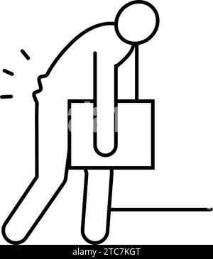 back hurts man sprain line icon vector illustration Stock Vector Image ...