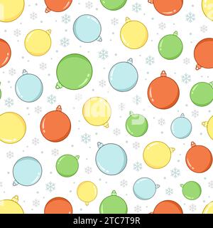 Seamless pattern with Christmas tree balls. Festive background. Happy New Year vector illustration. Stock Vector
